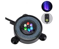 YOUTHINK Aquarium Bubble Light, Disque de Pierre à air avec Distributeur de Bulles pour Aquarium avec 6 Del changeantes de Couleur pour Aquariums, étangs à Poissons, décorations pour Aquarium