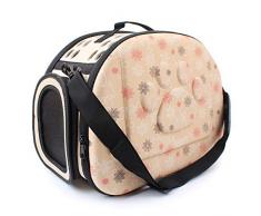Sinbide Sac de Transport Chien Chat Lapin Respirable Démontable Lavable Pliable Oxford (Beige)