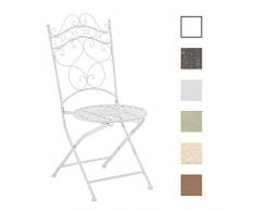 CLP Chaise de Jardin en Fer Forgé Indra Chaise en Fer avec Un Design Antique avec Dossier - Meuble de Jardin en Fer en Métal Blanc