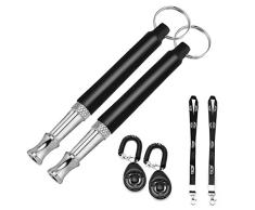 FRETOD Sifflets ultrasons Haute Fréquence et Clicker pour Chiens Deux avec Collier de Longe éducation et Comportement