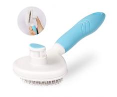 MENNYO Brosse Chien, Brosse pour Chats, Brosse Anti Poils Animaux - Enlever 95% des Poils Morts et Nœuds, Peigne de Toilettage Auto-nettoyante, Déméloir Professionnel pour Les Poils Longs/Courts