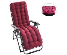 Coussin Transat Bain de Soleil Relax Antidérapant, Coussin de Chaise Longue Bain de Soleil, Coussin Chaise Longue Jardin Extérieur Doux Pliable, Cousse de Fauteuil Epais 170x53x7cm(Rouge)