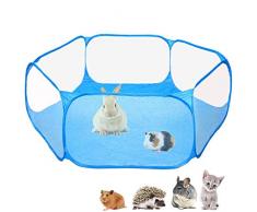 Petit Animaux Cage Tente Transparent Animal de Compagnie Parc Pliable Intérieur Exercice Clôture Pour Cochon D Inde, Lapins, Hamster, Lapin - Bleu