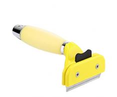 HAPPY HACHI Brosse Chien et Chat, Brosse de Toilettage Convient à Plupart des Types de Chiens et Chats Outil Professionnelle Elimine 90% des Poils Morts pour Animaux avec Poignée Confortable (Jaune)