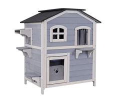 dibea Maison/Cabane/Villa/Abri/Enclos pour Chat Gris