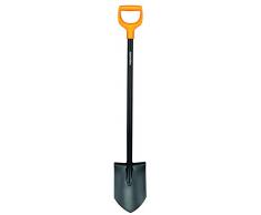 Fiskars Bêche à bord pointu pour sols durs et caillouteux, Longueur : 117 cm, Lames en acier de qualité/Poignée en plastique, Noir/Orange, Solid, 1003455