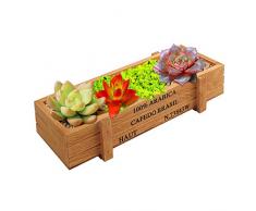 VINFUTUR Jardinière en Bois Vintage Pot de Fleur Bois Rustique pour Succulente Herbe Charnue Fleur Lit Pots Rectangle Creux Boîte Jardinière - Marron
