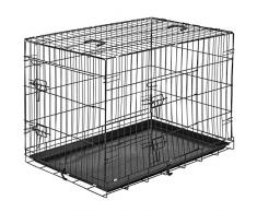 tectake Cage de Transport pour Chien-Box grillagé | 2 Grandes Portes équipées de verrous | Pliant - diverses Tailles au Choix (89 x 58 x 65 cm | no. 402295)