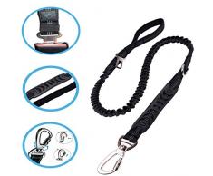 【Jusquà 90 Kg】 Laisse pour Chien Isofix avec Amortisseur【Boucle Ceinture de Sécurité Intégrée】pour Voiture + Anti Traction + Absorption de Choc + Couture Réfléchissante + Double Poignée (1.80 M)