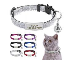 Beirui Collier pour chat avec étiquettes didentification à glissière en acier inoxydable – Médaille didentification personnalisée gravée avec boucle de sécurité à dégagement rapide