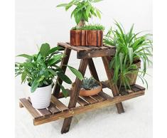 FCXBQ Mini-Support de Sol pour intérieur Socle de Rangement en Rack pour bac à Fleurs Multicouche en Bois Massif, Brun foncé (75cm)