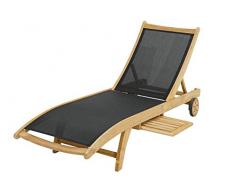 BAIN DE SOLEIL EN TECK TISSU NOIR,HAUTE QUALITE