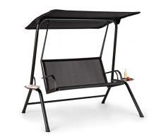 blumfeldt Bel Air Mono Swing - Balancelle avec auvent, Fabrication Solide, Charge Max de 160kg, pour 2 Personnes, Toile Respirante, Large auvent, Facile à Nettoyer, Noir