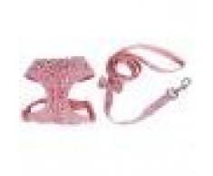 Harnais et Laisse Motif de Fleurs Doux pour Chiot Petit Chien (XS, Rose)