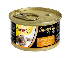 GimCat ShinyCat in Jelly - Aliment pour chats au poisson en gelée pour chats adultes - Thon au poulet - 24 boîtes (24 x 70 g)