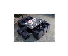 JFB Le Vito : Salon Jardin Noir encastrable en résine 10 Personnes