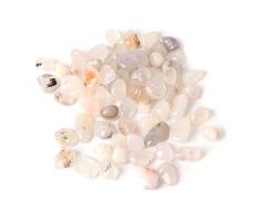 ECMQS Pierre Naturelle Aquarium Décoration De Réservoir De Poissons Cristal Agate Galets Colorés Gravier (Agate Blanche-I)