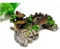 Delicated Aquarium Décoration Pont Arbre Pavillon pour Fish Tank Résine Ornements