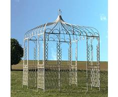 L'ORIGINALE DECO Tonnelle Gloriette Pergola Fer de Jardin Carré Blanc 300 cm x 220 cm x 220 cm