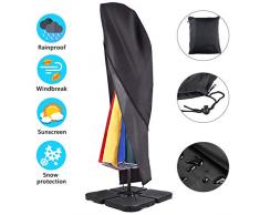 Housse de Protection pour Parasol Yokunat Couverture pour Parasol Déporté de Jardin Patio Extérieur en 420D Polyester Imperméable Anti-UV/ Poussière avec Fermeture à Glissière, Sac de Rangement
