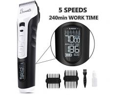 Pecute Tondeuse Chien Professionnel 5 Vitesses de Rotation Tondeuse pour Chien 4 Heures Dautonomie Moteur Puissant, Lames en Céramique,écran LCD, Charge Rapide