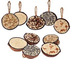 dobar Dix Noix de Coco rempli de 5 Types de graines pour Oiseaux à Suspendre, ganzjähriges Graisse de Nourriture pour Oiseaux Sauvages pour Oiseaux Sauvages, 1er Pack (1 x 2 kg)
