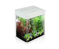 Nobleza - Aquarium en Verre avec Couvercle et lumières LED, Complet Bocal Poisson, Système de Filtration de 7 litres. Couleur Blanc.