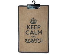Wouapy - Tapis Griffoir pour Chat - Tapis Rectangle en Sisal - Tapis a Gratter - Design & Tendance - Inscription « Keep Calm and Scratch » - Pratique & Antidérapant - Gris Anthracite