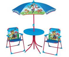 Fun House Pat Patrouille Salon de Jardin pour Enfants (1table, 2 chaises Pliantes et 1 Parasol), Acier, Bleu, 79x1x51 cm