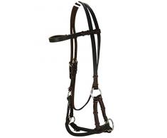Thor Equine - Bride side-pull - avec muserolle ronde en cuir - marron foncé - cob