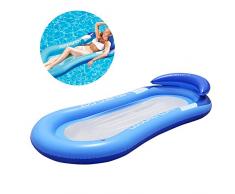 Diafrican Hamac Flottant, Matelas, Chaise, hamac deau, Matelas de Plage, pour Piscine, Gonflable, Portable avec Dossier pour Adultes et Enfants (Bleu - Rouge) Bleu