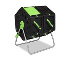 Garden Point Composteur de Jardin Rotatif 2 x 70 l | Equipé de Trous de Ventilation | Fabriqué en polypropylène et en Acier inoxidable | pour Usage Toute Saison | Protection UV | 74 x 60 x 63 cm
