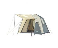 Outsunny Tente Pop up Montage instantané - Tente de Camping familiale 3-4 pers. - 2 Portes + 2 fenêtres + Chambre - dim. 2,25L x 4,45l x 1,75H m Fibre Verre Polyester Oxford Beige Vert Kaki