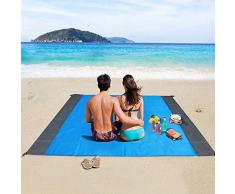 Tapis de Plage, laxikoo Couverture de Pique-Nique Anti Sable 210 x 200cm Portable Imperméable Pliable Couverture De Camping pour Plage, Camping, Pique-Nique, Voyage ect Les Èvénements en Extérieur