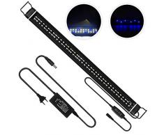 CPROSP Éclairage LED Aquarium avec minuterie, avec 3 Couleurs de lumière réglables Blanc/Bleu/Bleu + Blanc, pour Aquariums 87cm-135cm, 48W, Noir