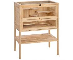 TecTake 403246 Cage à Hamster en Bois, Petite Cage à Animaux avec 4 étages, Cage à Souris avec Couvercle à charnière, Cage à rongeurs avec Rampe, pour rongeurs, 60 x 40 x 80 cm