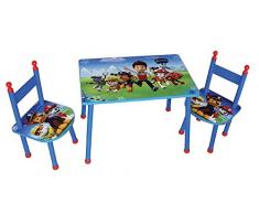 Fun House 712535 Pat'Patrouille Ensemble Table avec Deux Chaises pour Enfant MDF Bleu 60 x 40 x 44 cm