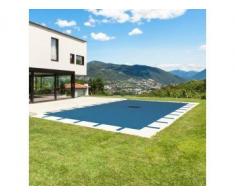 Bâche piscine rectangulaire 6 x 10 m avec filet découlement centrale - couverture piscine - bache imperméable - baches piscine