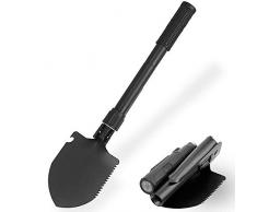 McDoo! Pelle Multifonction - Pelle Pliante Multifonctionnelle avec Poche Boussole - Bêche pour Camping, Survie, Randonnée, Jardinage, Detecteur de metaux et Les Activités de Plein Air durgence