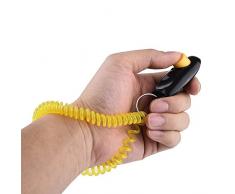 Sungpunet 1 pcs Noir + Jaune Pet formation Clicker avec dragonne – Dressage Chien