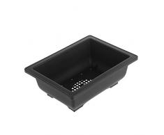 GUOQIAO❀Pot de Fleurs rectangulaire en Plastique Imitation Balcon pour bonsaï, Plastique, Marron foncé, 1#