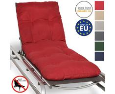 Beautissu Matelas Coussin pour Bain de Soleil Chaise Longue de Jardin Transat Flair RL 190x60x8cm - Rouge