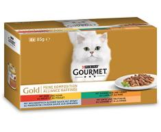 Gourmet Gold chat Doublure Alliance Raffinée - Lot de 12 (12 x 340g) - nourriture pour chats, nourriture pour animaux domestiques de haute qualité pour chats adultes, boîte
