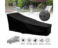 Housse pour Chaise Longue Jardin en Oxford 190T Imperméable,Couverture Bain de Soleil Transat,Bache Transat Exterieur Anti-UV/Vent/Poussière(208x79x41/79cm) Noir