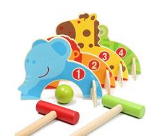 Daxoon 1 Set Enfants en Bois Bande Dessinée Croquet Golf Jeu Jouet en Plein Air Ballon De Famille Jeux Enfants Jouets Éducatifs