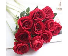 Moonuy Artificielle Faux Roses Flanelle La Mariée Fleur Bouquet De Mariée Fête De Mariage Décor À La Maison Fleurs Fake en Flanelle Wedding Party l'hôtel Table Balcon Décoration (H)
