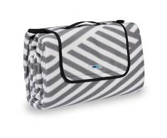 Relaxdays Couverture Pique-Nique Picnic Plaid imperméable 200x200 cm poignée Isolation Tapis, Gris-Blanc, Coloré