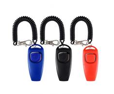 Furpaw Clicker pour Chien, Clickers Chiens Ajustables Lanière Noir, Professionne Clicker Anti Aboiement Education - 3 Pièces