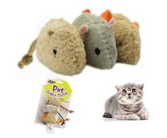 LHKJ Lot de 3 Souris Jouet pour Chat en Coton, Jouet de Rat pour des Chats (Moyen), Couleur aléatoire