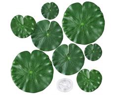 Auihiay 8 pièces 4 tailles de plantes flottantes artificielles pour lys avec ligne de pêche pour étang piscine décoration daquarium